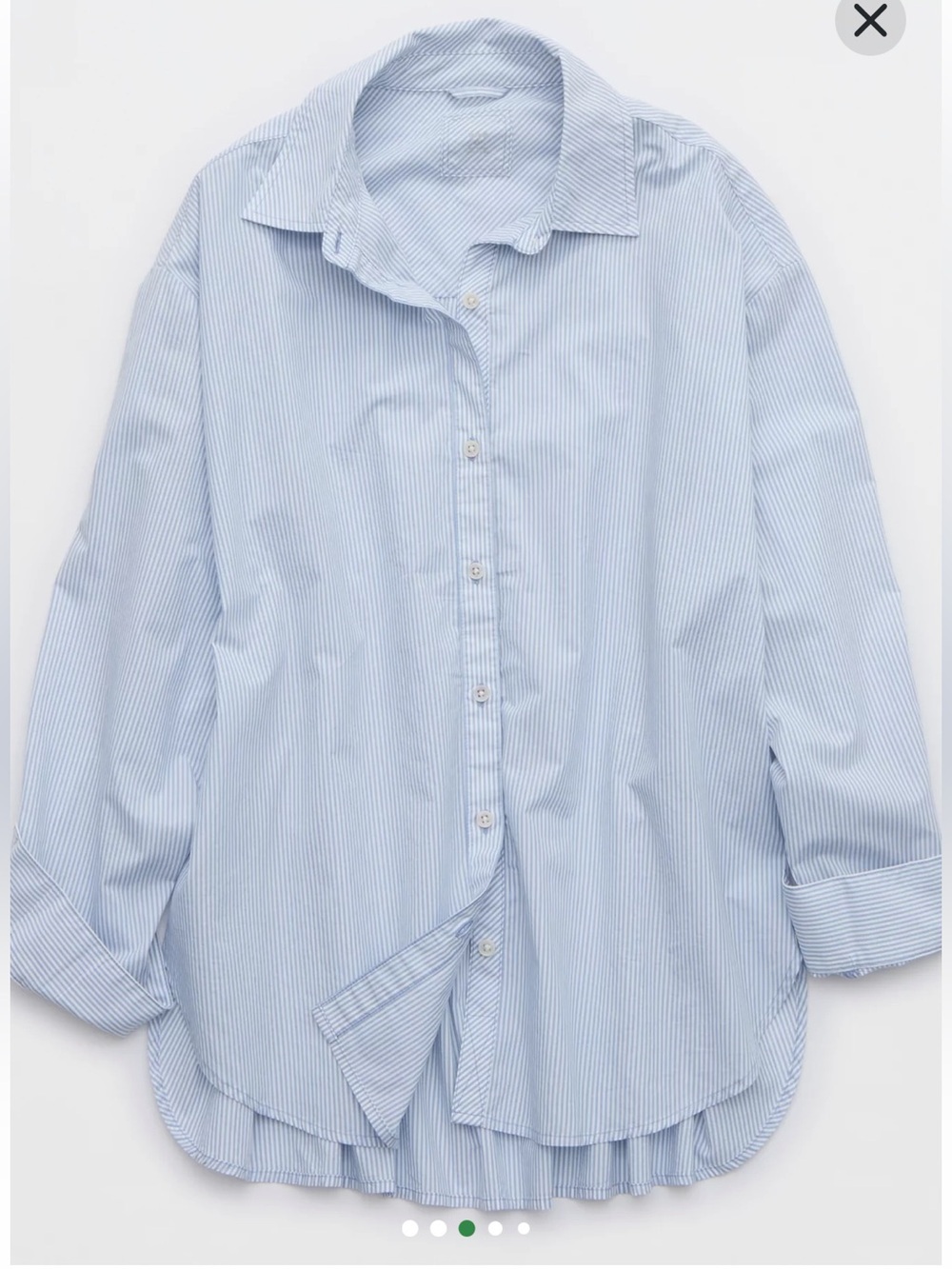 aerie Light Blue Striped Button-Down size small - Picture 3 of 10